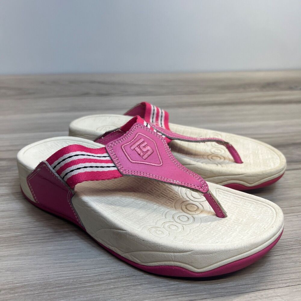 Therashoe Sandals Flip Flop Thong Therapy Molded Insole Pink Leather Size 6‎